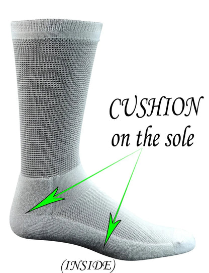 Men's 4 Pairs Bamboo Diabetic Crew Socks with Seamless Toe and Cushion Sole