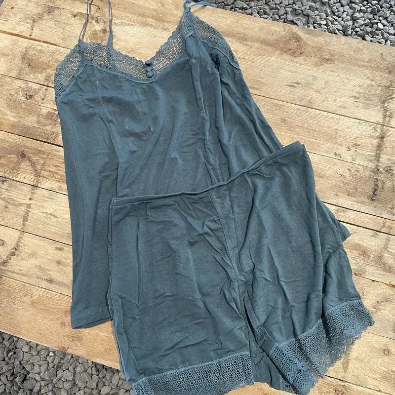 Summer Thin Suspender Pajamas Shorts Vest Lace Sexy Two-piece Suit Pajama Sets Women