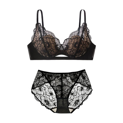 SUJIIN Summer Sexy Bra and Panty Sets for Woman Lace Comfort Thin Bras Set Women's Small Chest Wireless Lingeries Sexy Hot MX325