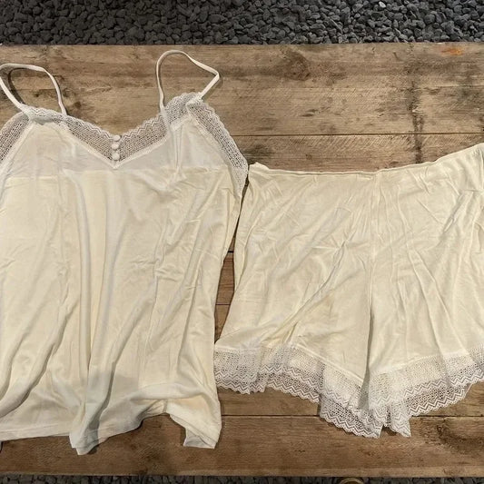 Summer Thin Suspender Pajamas Shorts Vest Lace Sexy Two-piece Suit Pajama Sets Women