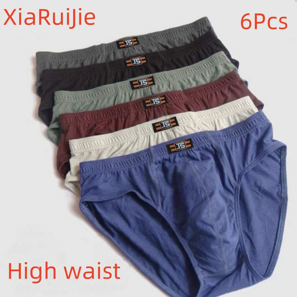 6Pcs/Set Comfortable 100% Cotton Male High Waist Underpants Briefs Underwear Pant Shorts Available in Sizes XL-6XL