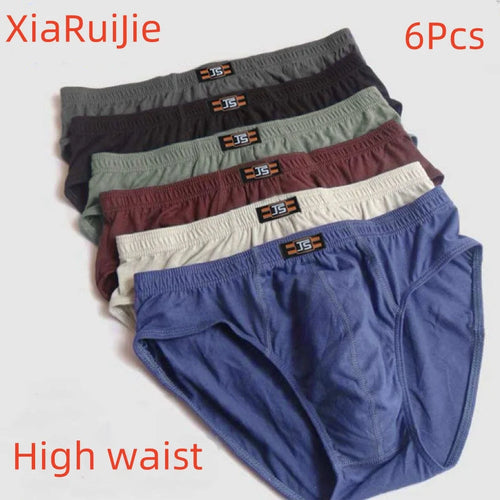 6Pcs/Set Comfortable 100% Cotton Male High Waist Underpants Briefs Underwear Pant Shorts Available in Sizes XL-6XL