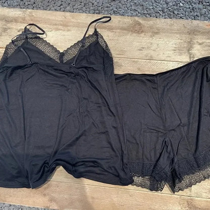 Summer Thin Suspender Pajamas Shorts Vest Lace Sexy Two-piece Suit Pajama Sets Women