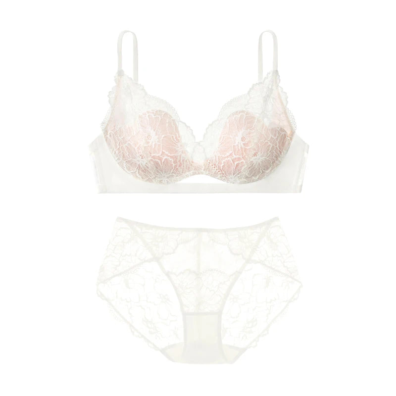 SUJIIN Summer Sexy Bra and Panty Sets for Woman Lace Comfort Thin Bras Set Women's Small Chest Wireless Lingeries Sexy Hot MX325