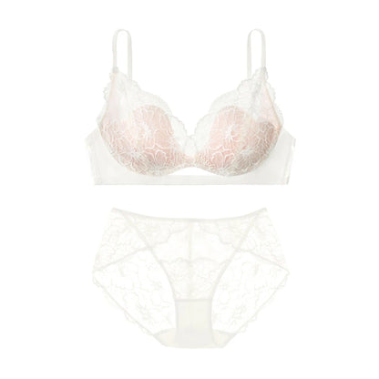 SUJIIN Summer Sexy Bra and Panty Sets for Woman Lace Comfort Thin Bras Set Women's Small Chest Wireless Lingeries Sexy Hot MX325